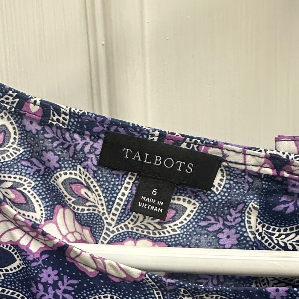 Talbots Poplin Fit n Flare Dress Lexington Floral - Picture 3 of 5